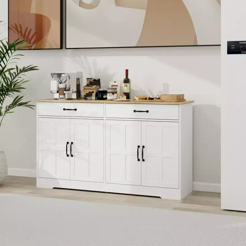 sumyeg 55.91 Farmhouse Sideboard Buffet Cabinet with 2 Drawers and 4 Doors for Dining Storage