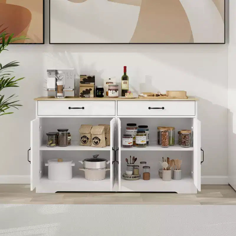 sumyeg 55.91 Farmhouse Sideboard Buffet Cabinet with 2 Drawers and 4 Doors for Dining Storage