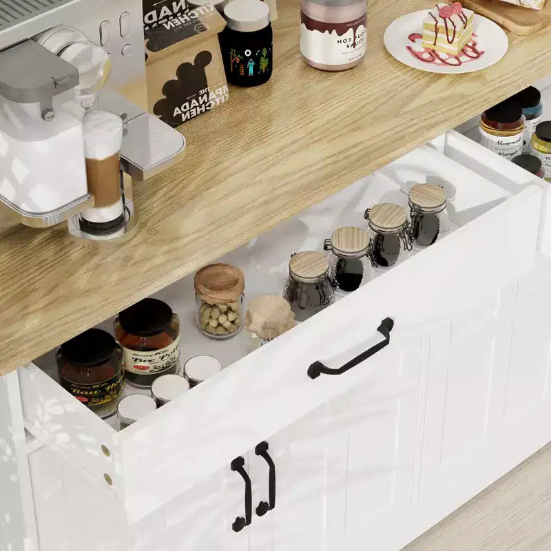 sumyeg 55.91 Farmhouse Sideboard Buffet Cabinet with 2 Drawers and 4 Doors for Dining Storage