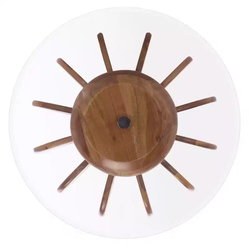 Marata Glass Side Table - ACC3222 - Glass/Walnut - Safavieh
