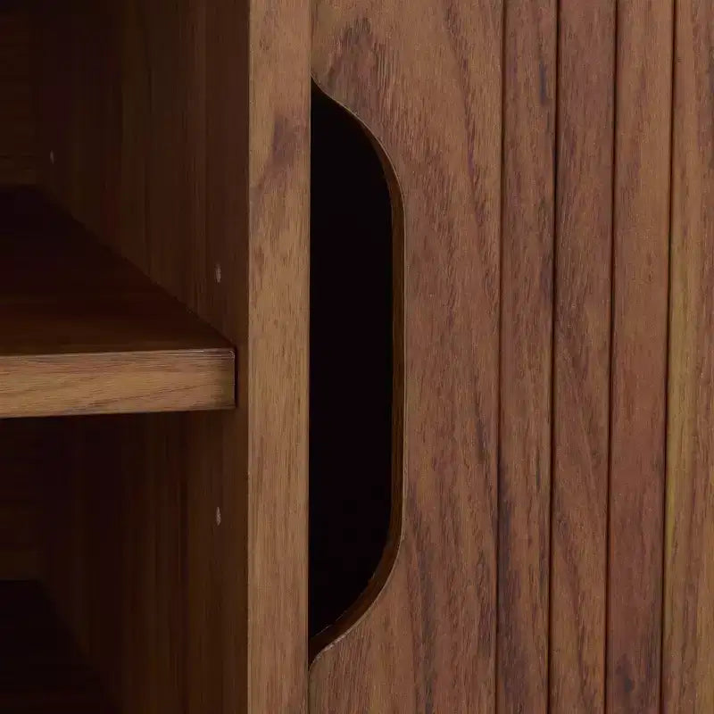 Ilyum 2 Shelf Tambour Doors Sideboard - MED3110 - Walnut - Safavieh