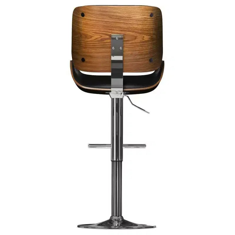 WyndenHall Maren Adjustable Swivel Bar Stool Black: Mid-century Modern, Faux Leather, Metal Legs