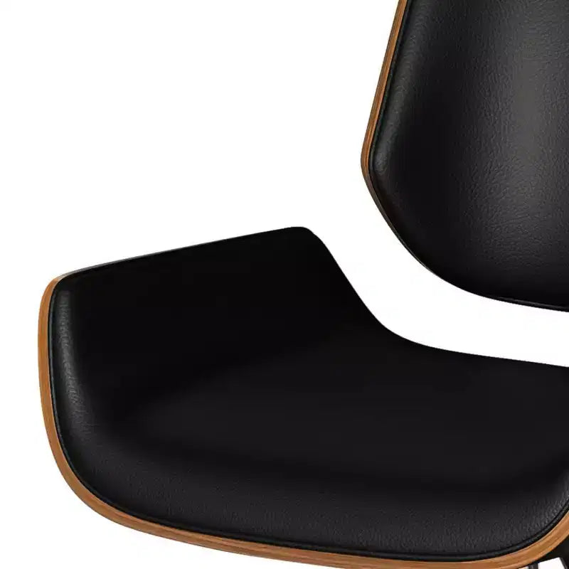 WyndenHall Maren Adjustable Swivel Bar Stool Black: Mid-century Modern, Faux Leather, Metal Legs