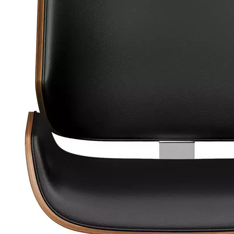 WyndenHall Maren Adjustable Swivel Bar Stool Black: Mid-century Modern, Faux Leather, Metal Legs