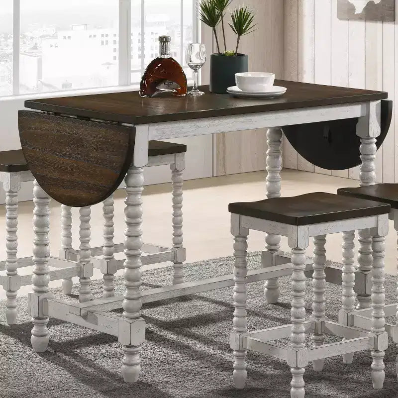 71" Nolte Farmhouse Counter Height Table with Drop Leaf - miBasics