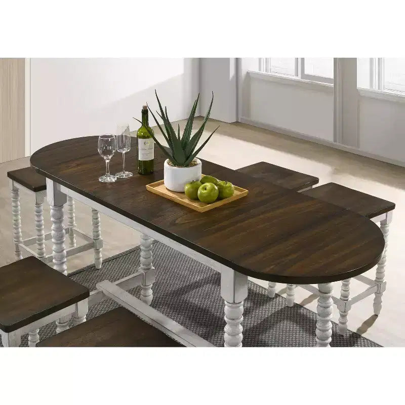 71" Nolte Farmhouse Counter Height Table with Drop Leaf - miBasics