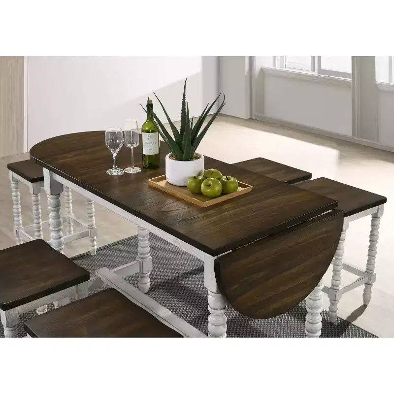 71" Nolte Farmhouse Counter Height Table with Drop Leaf - miBasics