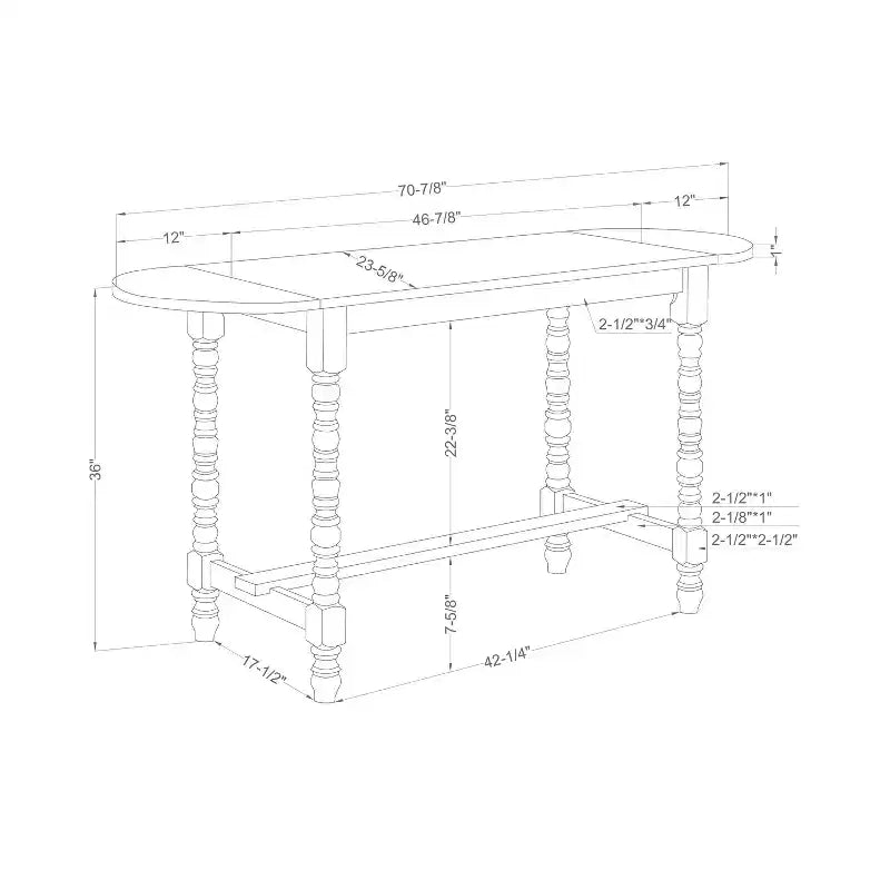 71" Nolte Farmhouse Counter Height Table with Drop Leaf - miBasics