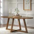 Lifestorey Valissa Modern Oval Trestle Dining Table Walnut