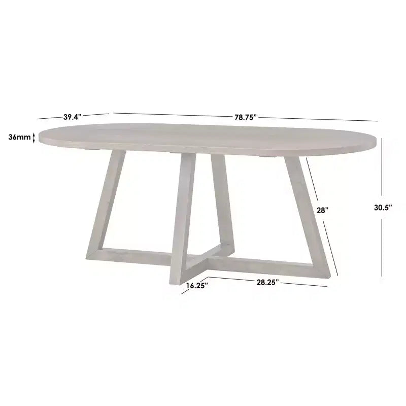 Lifestorey Valissa Modern Oval Trestle Dining Table Walnut