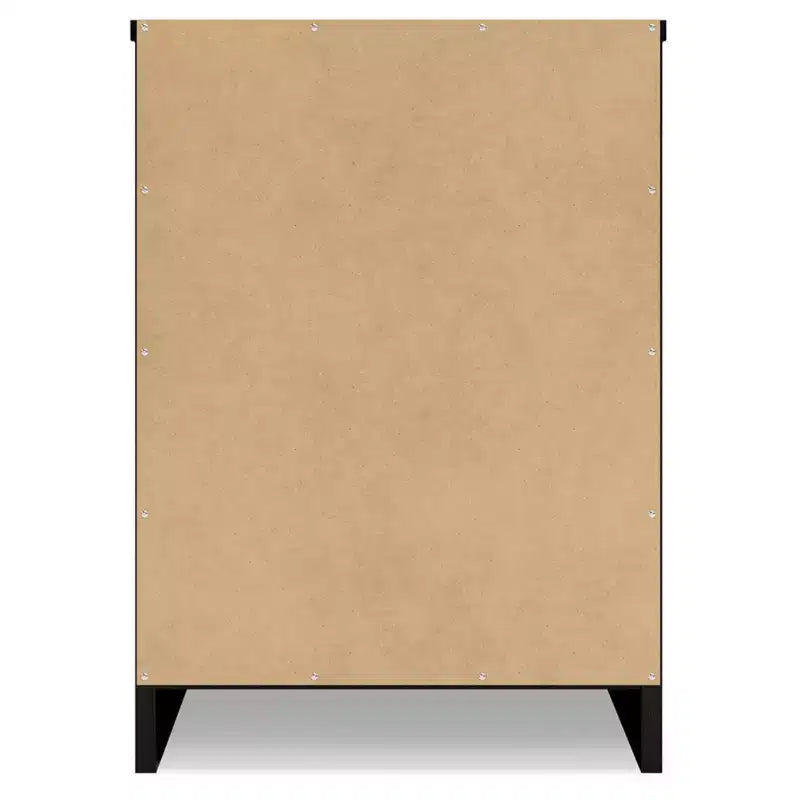 Finch Nightstand Black/Gray: Modern Matte Finish, Open Shelf, Cable Management, MDF & Metal, 22" Tall, Rectangle Shape