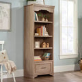Sauder 72" Rollingwood Country 4 Shelf Bookcase Brushed Oak: Storage Unit with Adjustable Shelves & Drawer