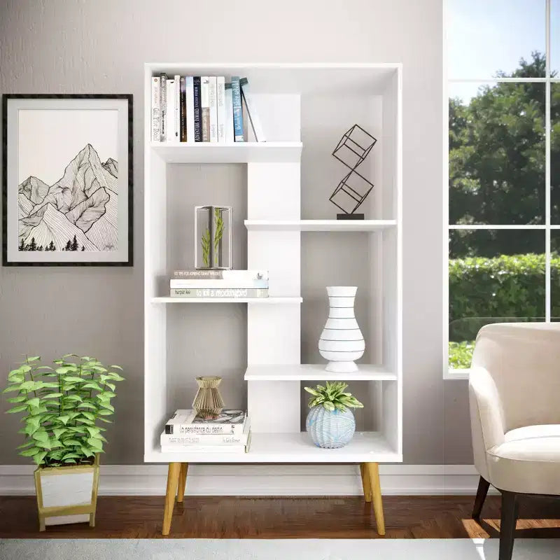 65" Stockholm Bookcase White - Boahaus: Modern Style, 5-Tier Laminate, Anti-Tip, Adult Assembly Required