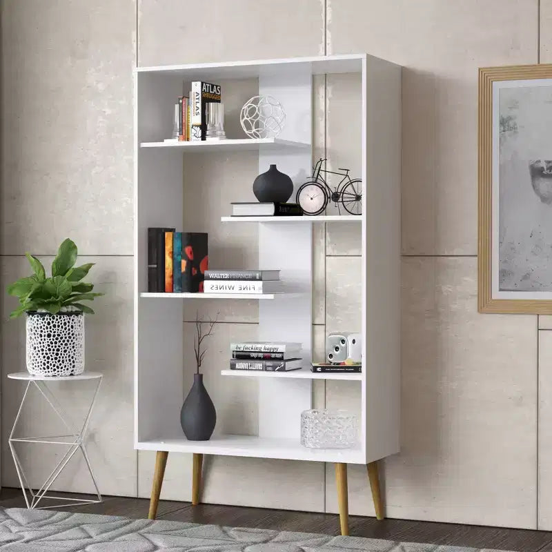 65" Stockholm Bookcase White - Boahaus: Modern Style, 5-Tier Laminate, Anti-Tip, Adult Assembly Required