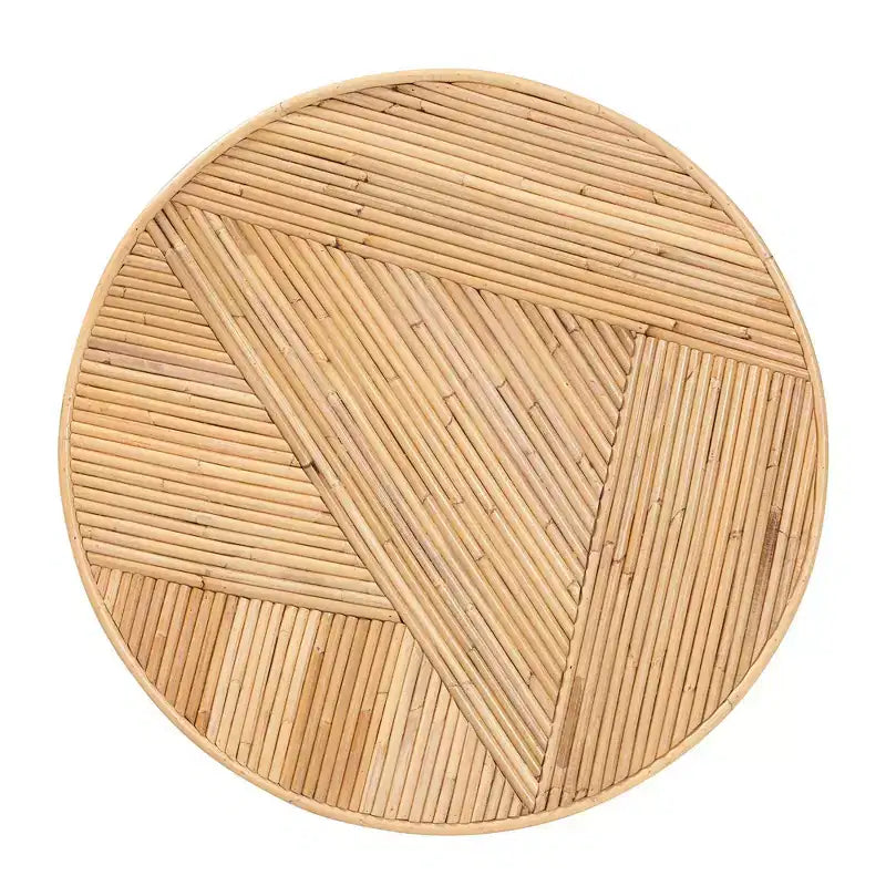 bali & pari Iryna Natural Rattan End Table Light honey: 17.7" High, No Assembly, Round Plywood Frame