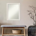 Amanti Art Rustic Plank White Narrow Petite Bevel Bathroom Wall Mirror 27.5 x 21.5 in.