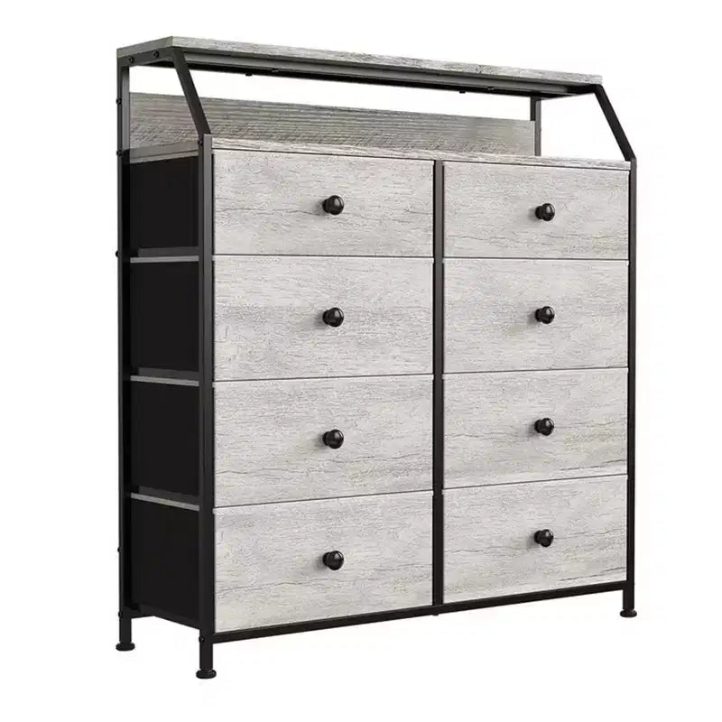 REAHOME 8 Drawer Steel Frame Wood Top Storage Organizer Dresser for Closet, Living Room, and Entryway with 2 Additional Drawer Organizers