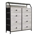 REAHOME 8 Drawer Steel Frame Wood Top Storage Organizer Dresser for Closet, Living Room, and Entryway with 2 Additional Drawer Organizers