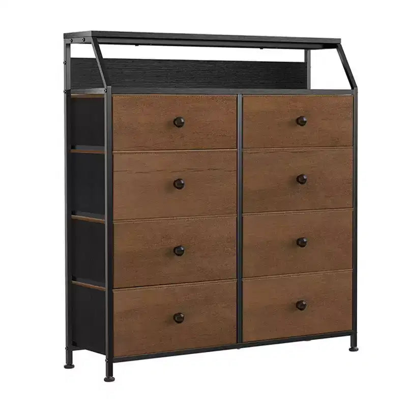 REAHOME 8 Drawer Steel Frame Wood Top Storage Organizer Dresser for Closet, Living Room, and Entryway with 2 Additional Drawer Organizers