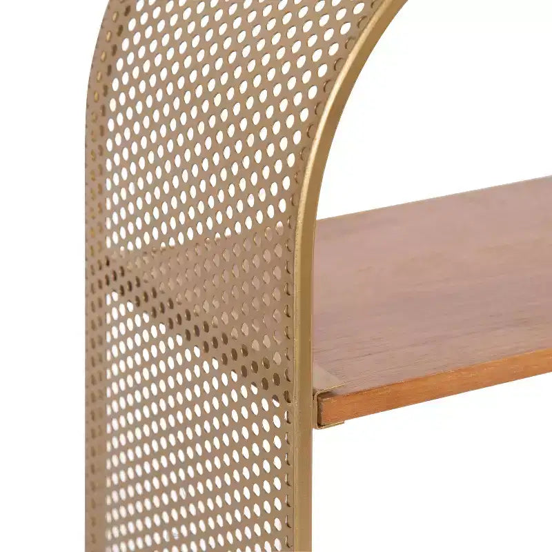 Kate and Laurel Urso Arch Wood Floating Side Table, 20x7x19, Natural and Gold