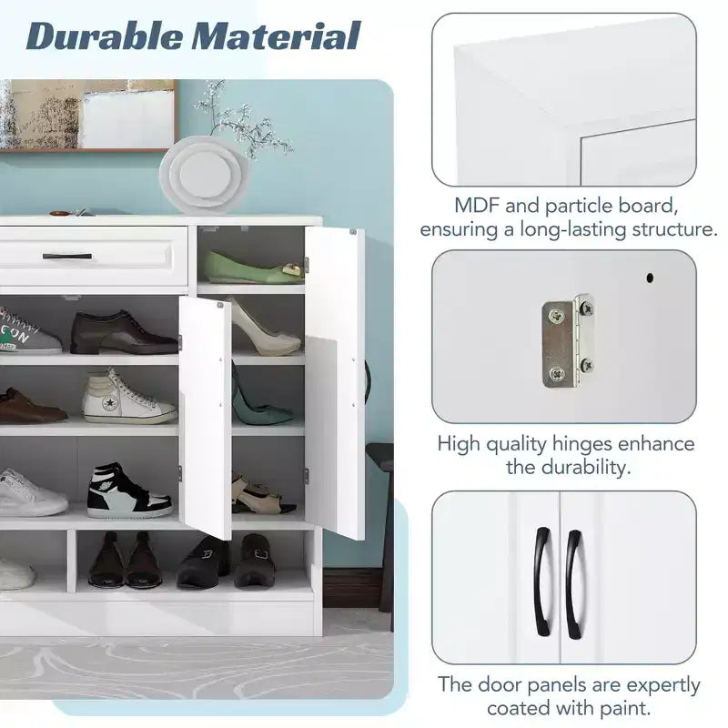 Sleek and Modern Shoe Cabinet With Adjustable Shelves - ModernLuxe