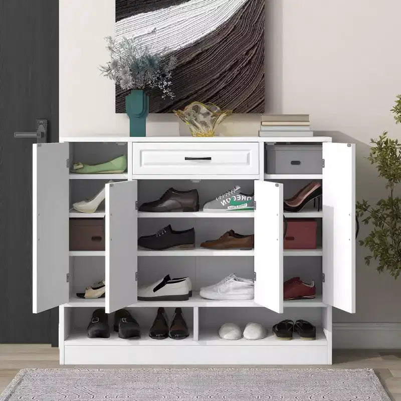 Sleek and Modern Shoe Cabinet With Adjustable Shelves - ModernLuxe