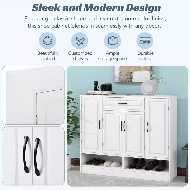 Sleek and Modern Shoe Cabinet With Adjustable Shelves - ModernLuxe