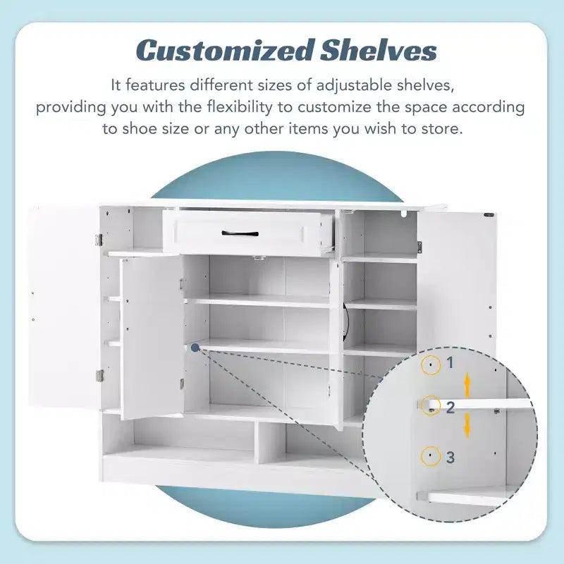 Sleek and Modern Shoe Cabinet With Adjustable Shelves - ModernLuxe