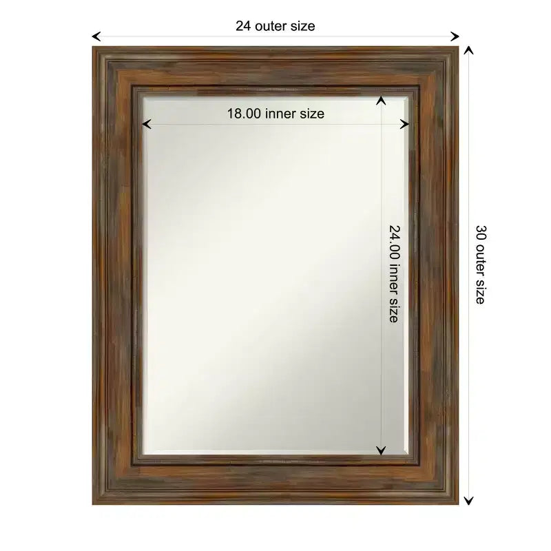 Amanti Art Alexandria Petite Bevel Wood Bathroom Wall Mirror
