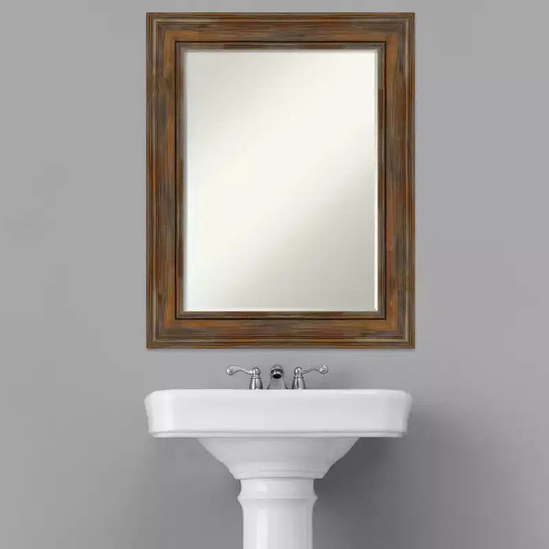 Amanti Art Alexandria Petite Bevel Wood Bathroom Wall Mirror