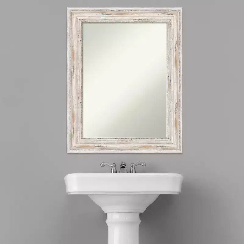 Amanti Art Alexandria Petite Bevel Wood Bathroom Wall Mirror