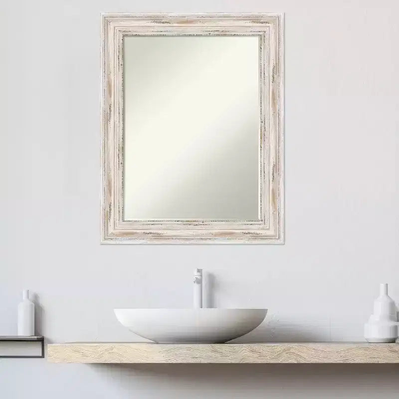 Amanti Art Alexandria Petite Bevel Wood Bathroom Wall Mirror