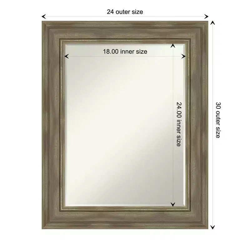 Amanti Art Alexandria Petite Bevel Wood Bathroom Wall Mirror