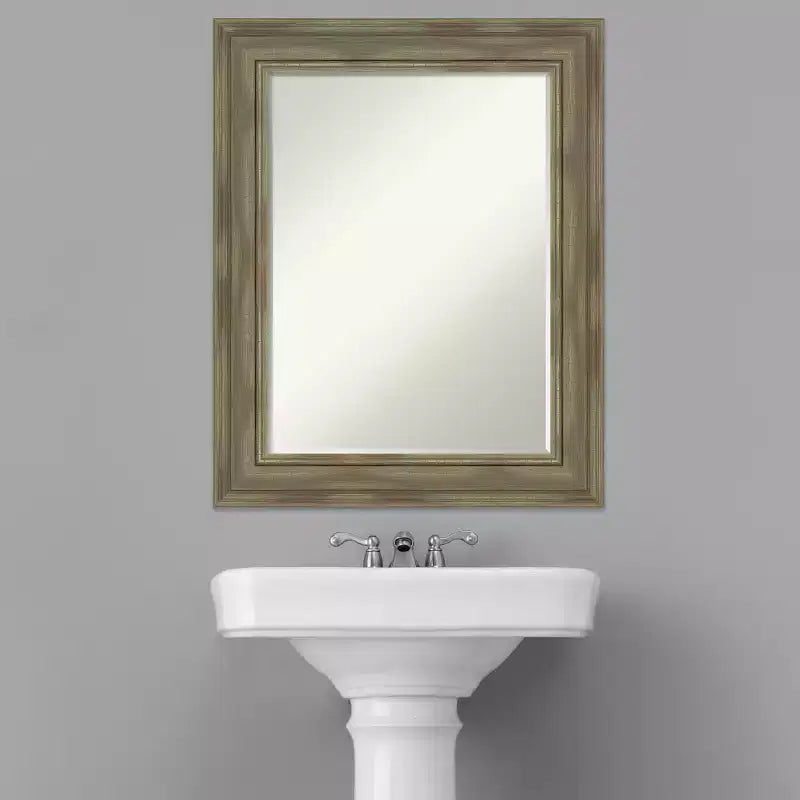 Amanti Art Alexandria Petite Bevel Wood Bathroom Wall Mirror