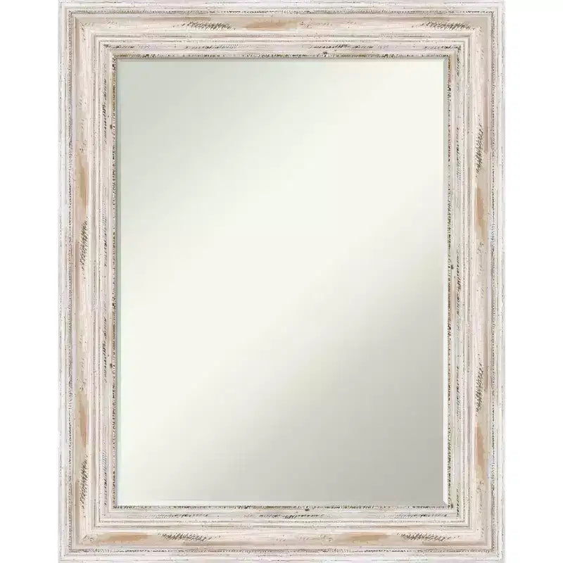 Amanti Art Alexandria Petite Bevel Wood Bathroom Wall Mirror