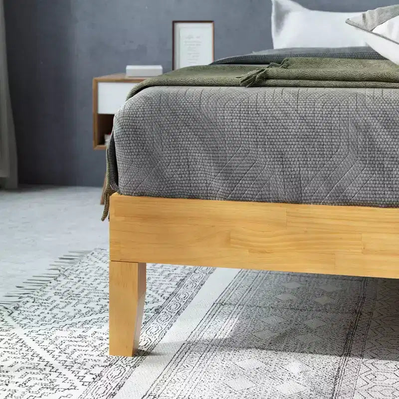 Moiz 14 Deluxe Wood Platform Bed Frame Natural - Zinus