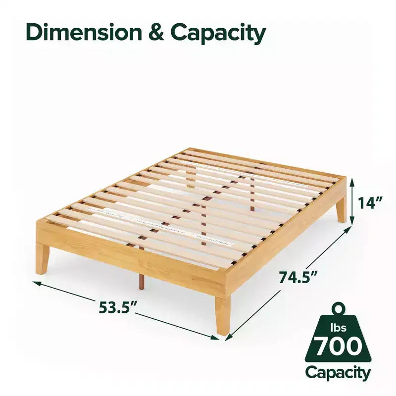 Moiz 14 Deluxe Wood Platform Bed Frame Natural - Zinus