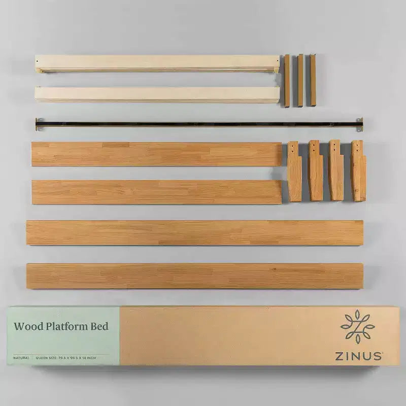 Moiz 14 Deluxe Wood Platform Bed Frame Natural - Zinus