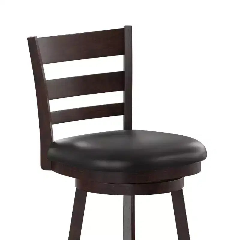 Flash Furniture Zerrick Commercial Grade Wood Classic Ladderback Swivel Counter Height Barstool with Padded, Upholstered Seat