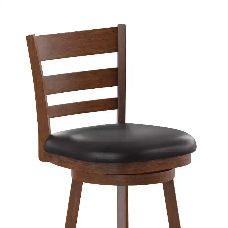 Flash Furniture Zerrick Commercial Grade Wood Classic Ladderback Swivel Counter Height Barstool with Padded, Upholstered Seat