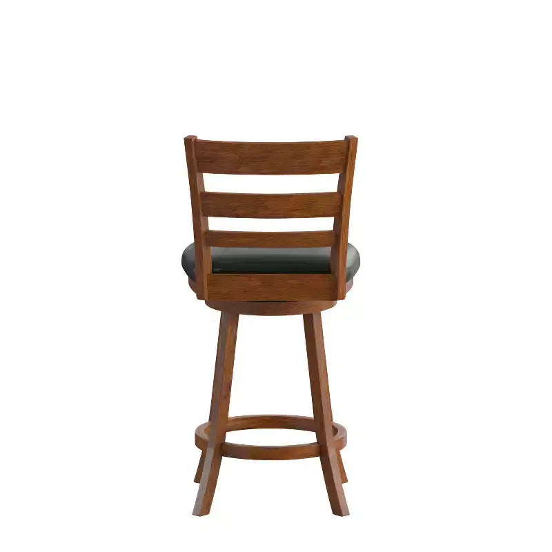 Flash Furniture Zerrick Commercial Grade Wood Classic Ladderback Swivel Counter Height Barstool with Padded, Upholstered Seat