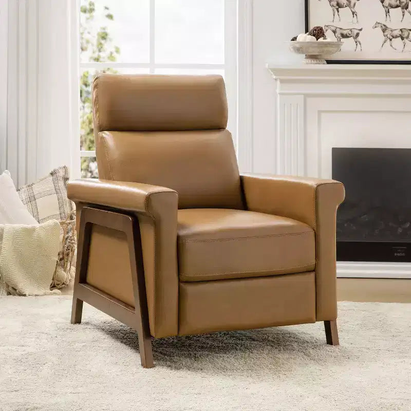 Camilo 32.75 Wide Genuine Leather Power Recliner| ART OF LIVING DESIGNS-CAMEL