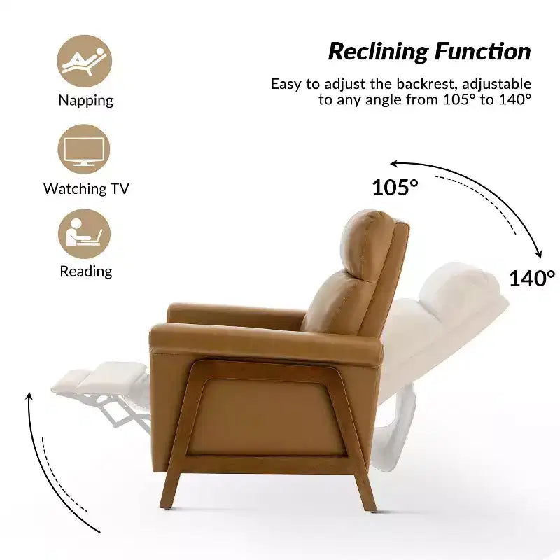 Camilo 32.75 Wide Genuine Leather Power Recliner| ART OF LIVING DESIGNS-CAMEL