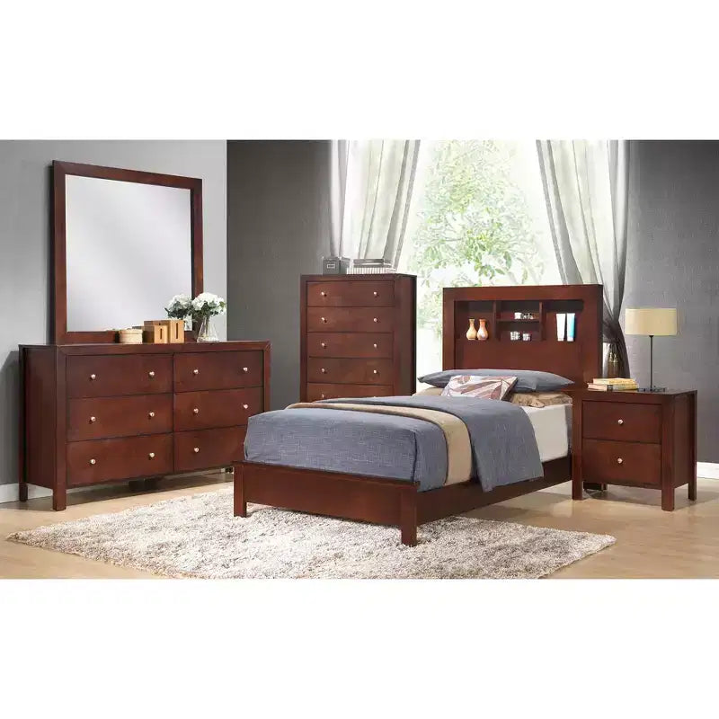 Passion Furniture Burlington Twin Platform Bed with Storage Shelf