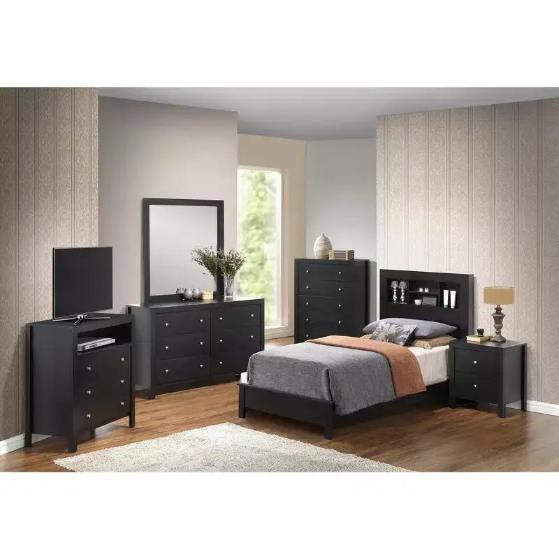 Passion Furniture Burlington Twin Platform Bed with Storage Shelf
