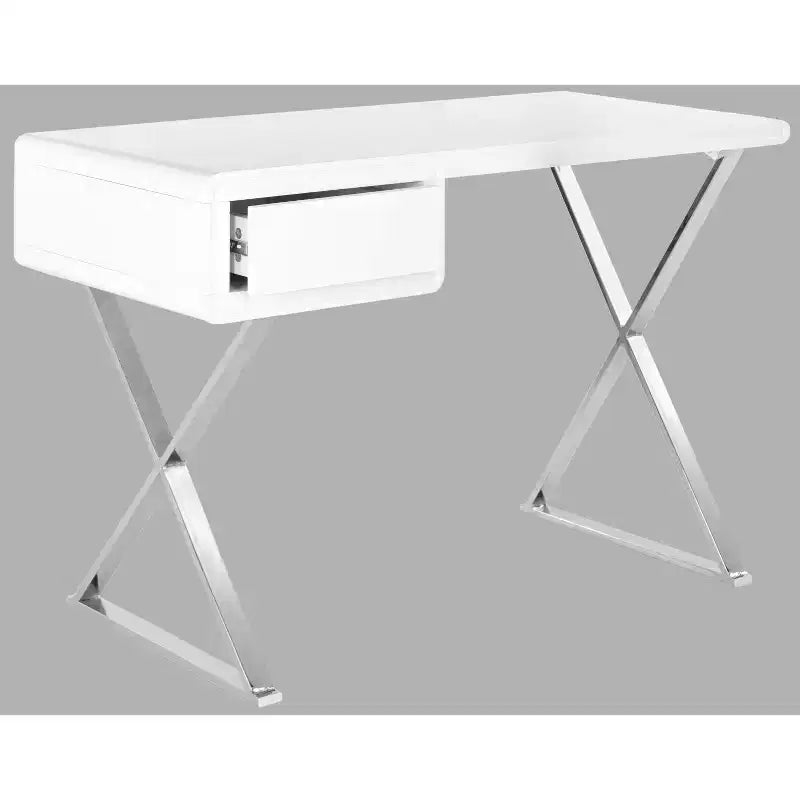 Hanover Desk - FOX2207 - White/Chrome - Safavieh Couture