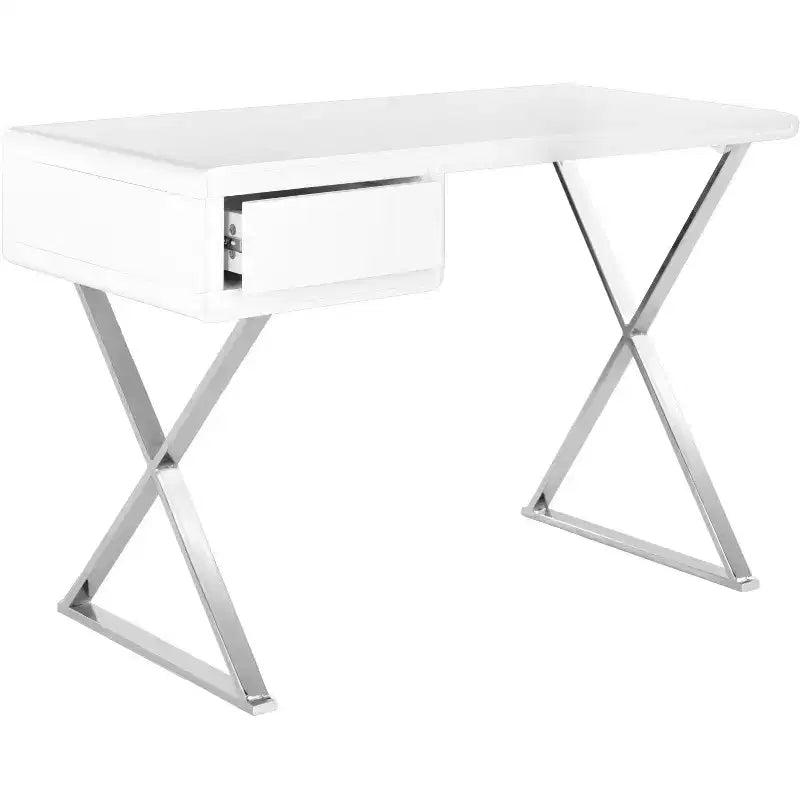Hanover Desk - FOX2207 - White/Chrome - Safavieh Couture