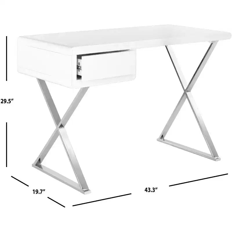 Hanover Desk - FOX2207 - White/Chrome - Safavieh Couture