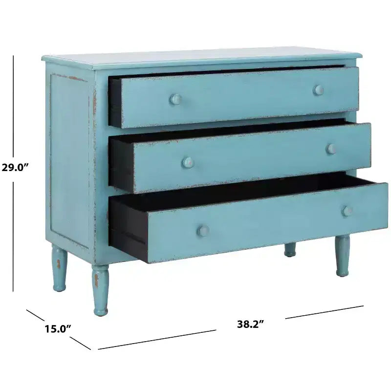 Talbot 3 Drawer Chest - AMH1517 - Distressed Blue - Safavieh Couture
