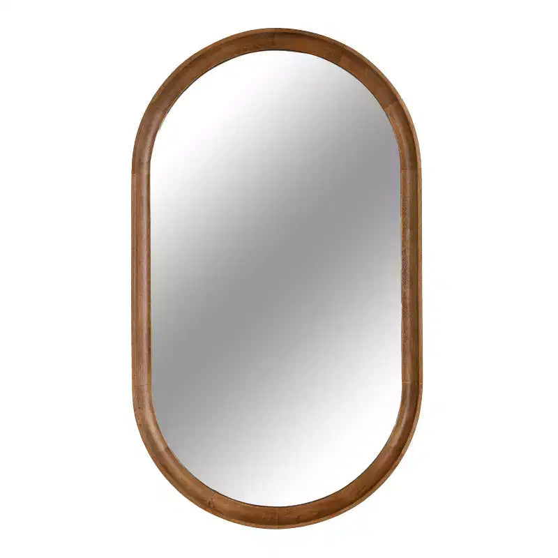 Kate and Laurel Hatherleig Oval Wood Capsule Mirror, 22x38, Rustic Brown